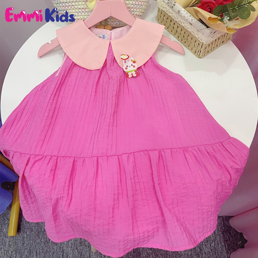 Đầm yếm kẹp gấu dâu, EMMIKIDS A52, Váy bé gái dễ thương.