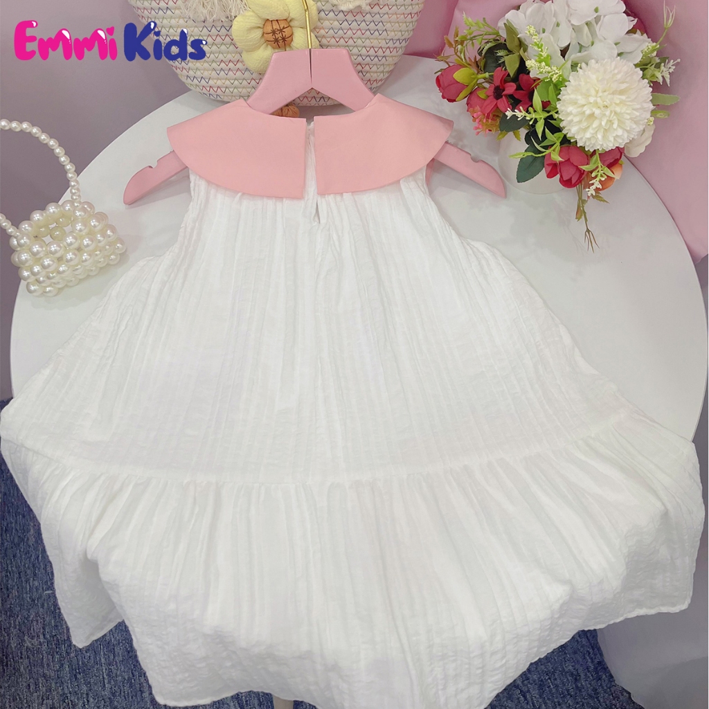 Đầm yếm kẹp gấu dâu, EMMIKIDS A52, Váy bé gái dễ thương.
