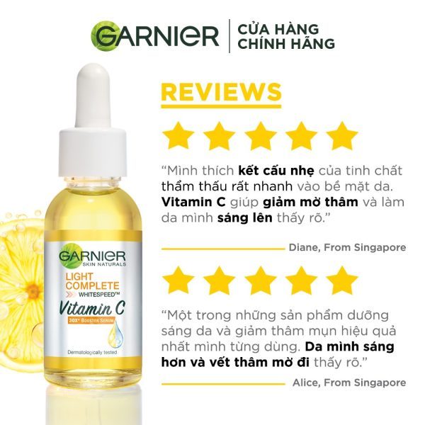 Dưỡng chất ban ngày làm sáng da  Garnier Bright Comple Booster Serum 30ml