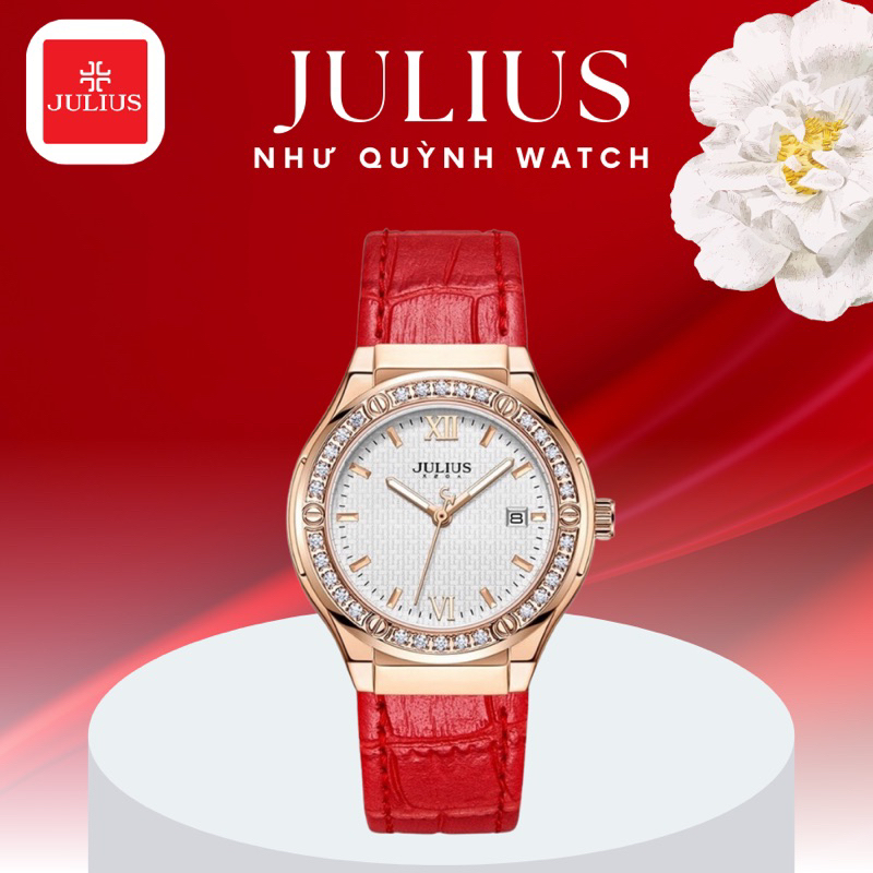 Đồng Hồ Nữ Julius Hàn Quốc JA-1395B Dây da ( Đỏ)