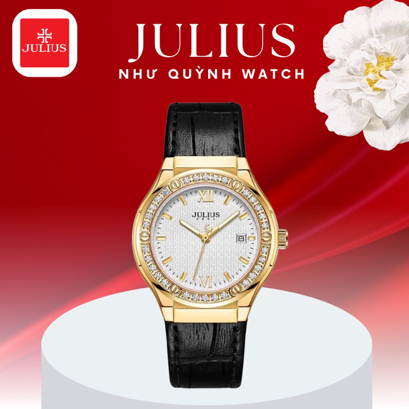 Đồng Hồ Nữ JA-1395A Julius Hàn Quốc Dây Da (Đen)