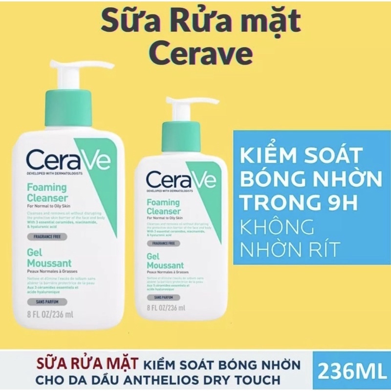 Sữa rửa mặt CERAVE cho da dầu da mụn và nhạy cảm 236ml