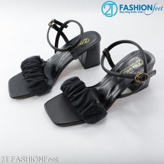 Giày sandal, cao gót nữ, mũi vuông, quai nhún thanh lịch,gót cao 7cm-p2t5sđn