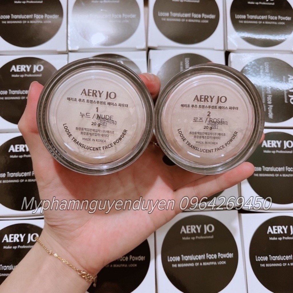 Phấn Phủ Bột Aery Jo 20g siêu mịn tạo lớp trag điểm tự nhiên sẵn 2 tone chuyên dùng cho makeup
