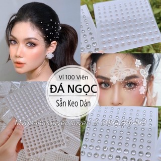 [Combo Nhiều Vỉ] Đá Đính Tóc Có Sẵn Keo Dán 100 Viên/ 1 Vỉ, Đá Trang Điểm