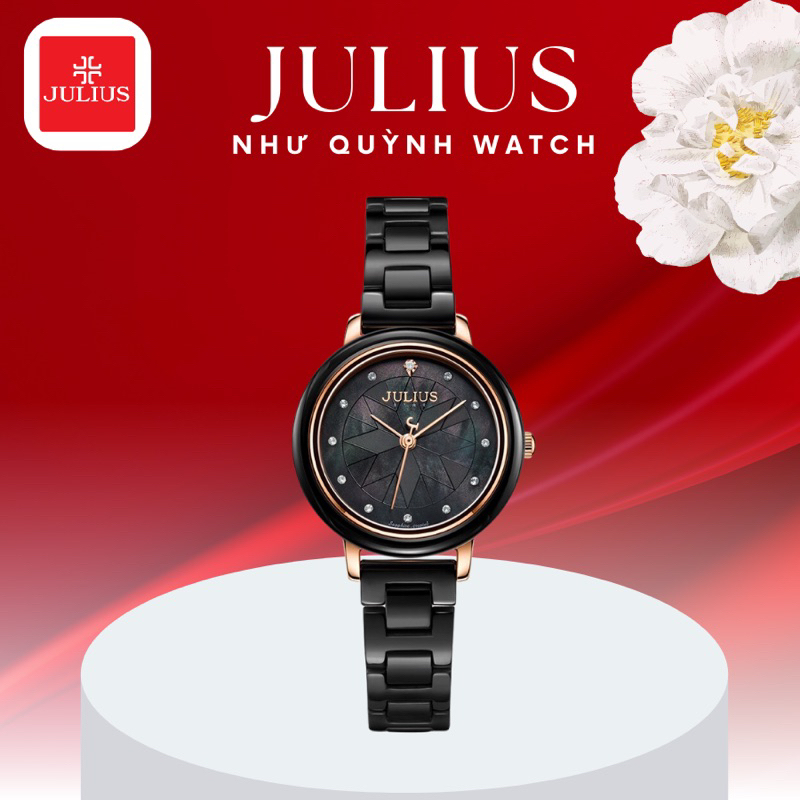 Đồng Hồ Nữ JS-062C Julius Star Đá Ceramic (Đen)