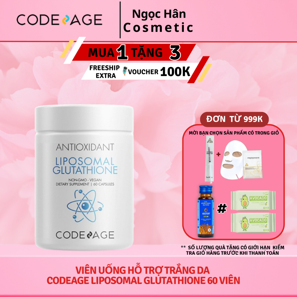 Viên uống hỗ trợ trắng da CodeAge Liposomal Glutathione 60 viên - Ngochan Cosmetic