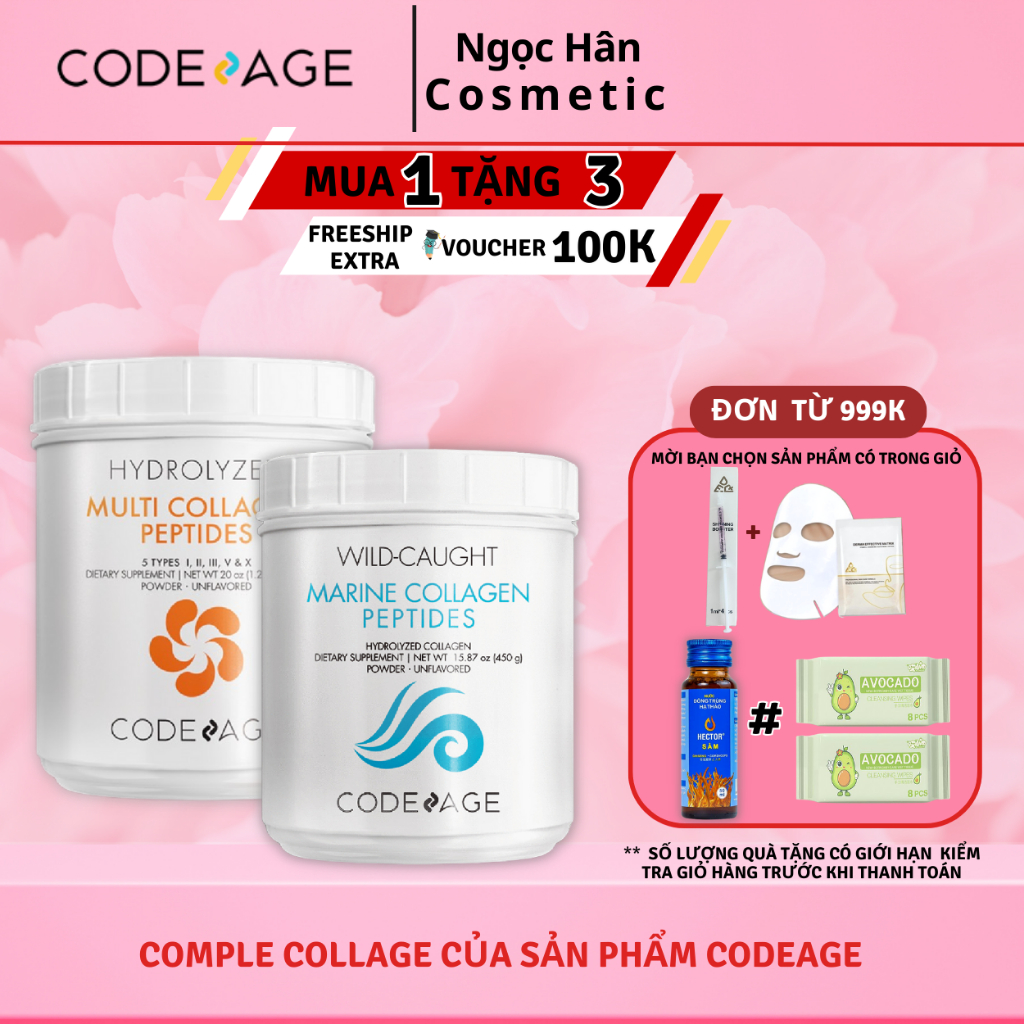 Bột collagen tổng hợp trẻ hóa da CodeAge Multi Collagen 567g - CodeAge Marine Collagen Peptides 450g - ngochan cosmetic