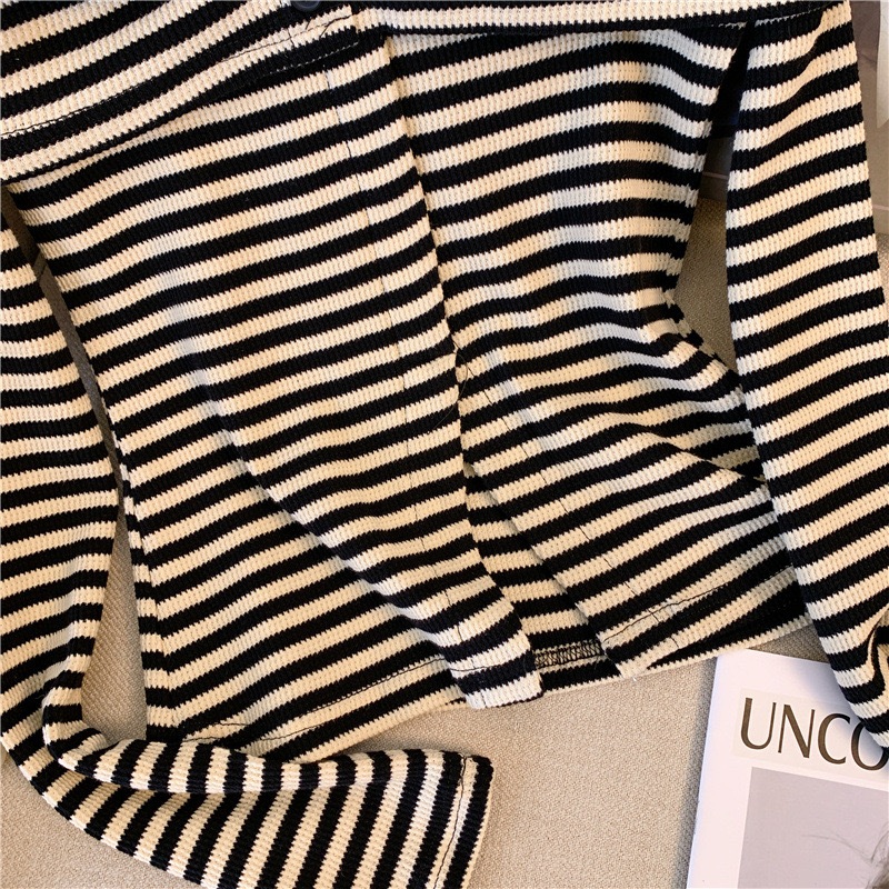 Áo Len Kẻ Trễ Vai Áo Len Kiểu Dài Tay Trễ vai Hàng QC