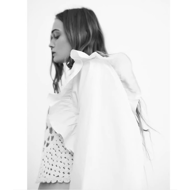 Áo kiểu dài tay len móc vai bèo hàng xuất xịn xuất dư Zara