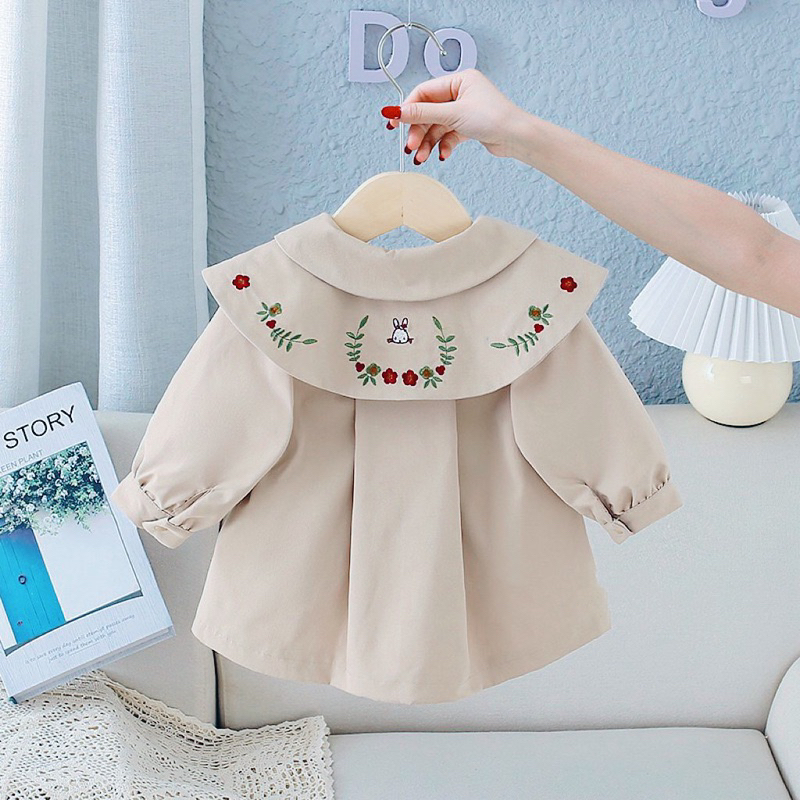 Áo khoác cho bé,Áo khoác kaki thêu cho bé gái 7 đến 20kg