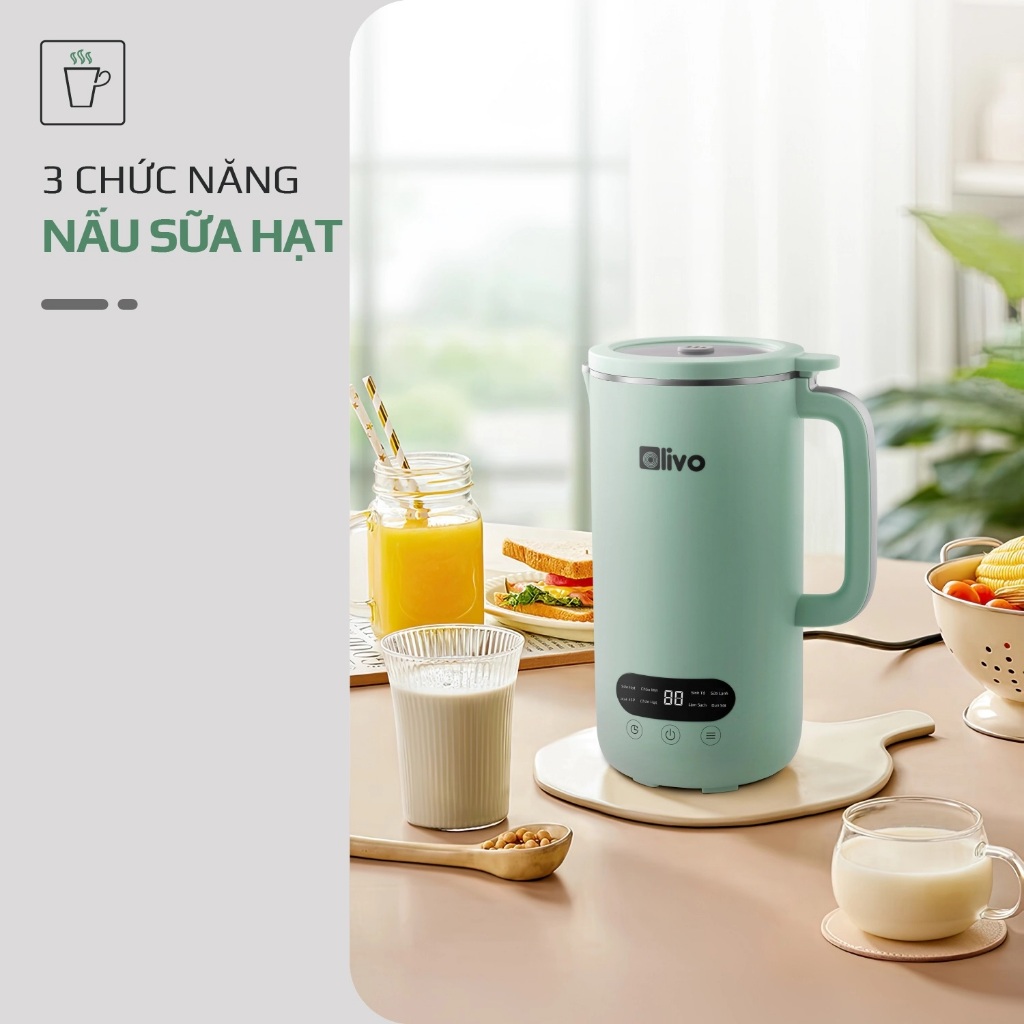 Máy Xay Nấu Đa Năng OLIVO CB1000, 9 Chế Độ Nấu Dung Tích 1Lit, Nắp Kính Chống Trào, Công Suất 880w, Hàng Chính Hãng