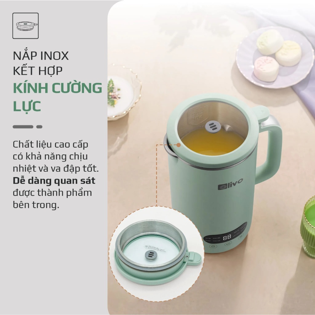 Máy Xay Nấu Đa Năng OLIVO CB1000, 9 Chế Độ Nấu Dung Tích 1Lit, Nắp Kính Chống Trào, Công Suất 880w, Hàng Chính Hãng