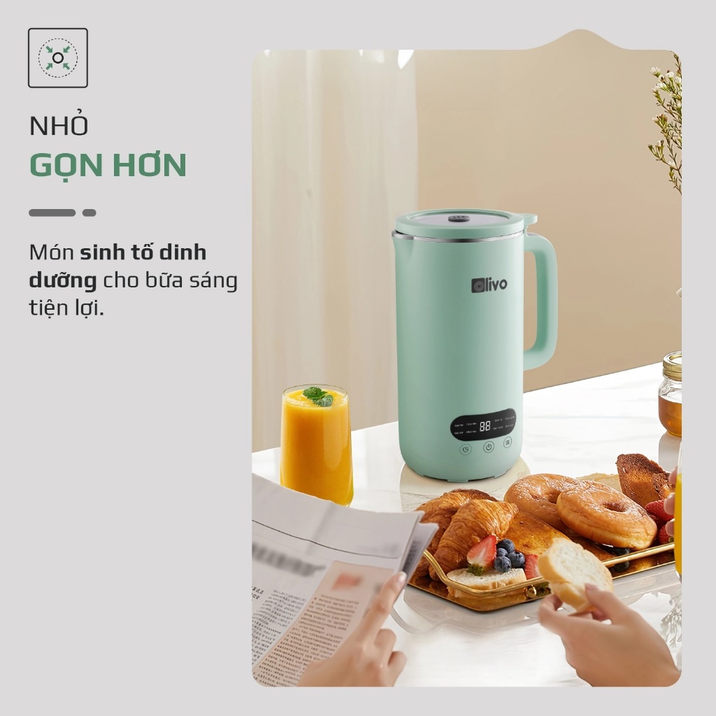 Máy Xay Nấu Đa Năng OLIVO CB1000, 9 Chế Độ Nấu Dung Tích 1Lit, Nắp Kính Chống Trào, Công Suất 880w, Hàng Chính Hãng