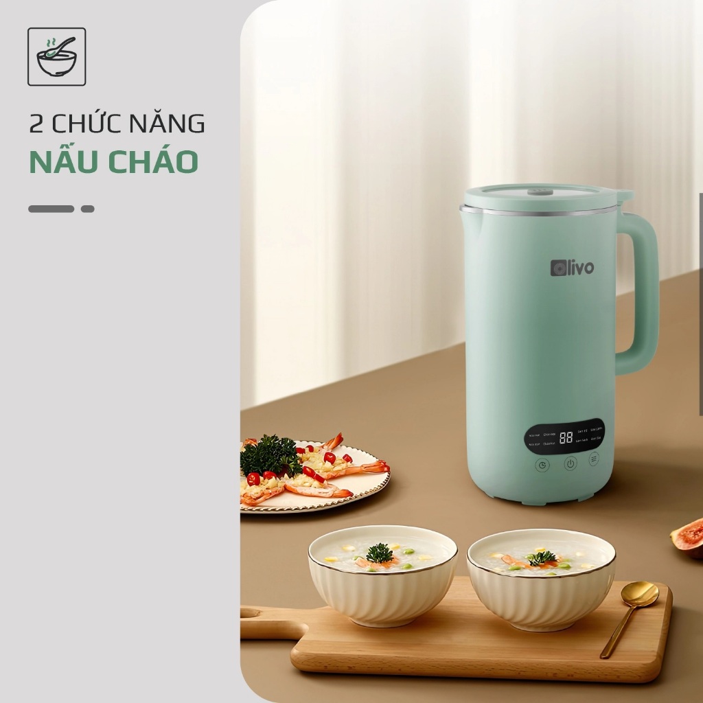 Máy Xay Nấu Đa Năng OLIVO CB1000, 9 Chế Độ Nấu Dung Tích 1Lit, Nắp Kính Chống Trào, Công Suất 880w, Hàng Chính Hãng