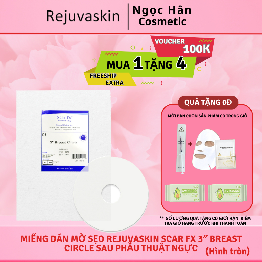 Miếng dán mờ sẹo Rejuvaskin Scar FX 3″ Breast Circle sau phẫu thuật  - ngochan cosmetics