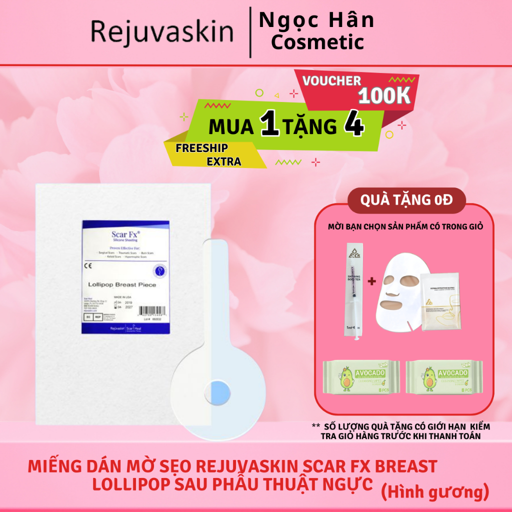 Miếng dán mờ sẹo Rejuvaskin Scar FX Breast Lollipop sau phẫu thuật ngực - ngochan cosmetics