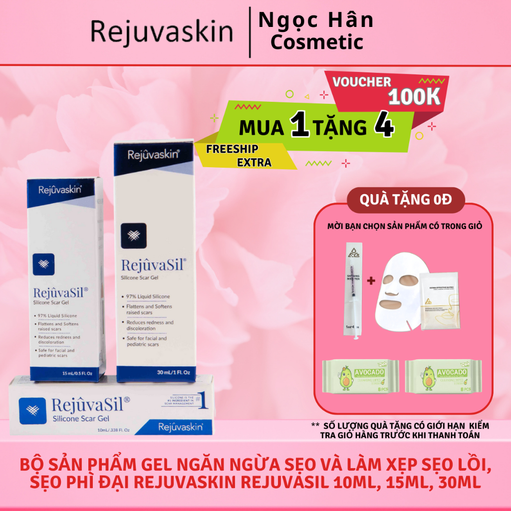 Gel ngăn ngừa sẹo và làm xẹp sẹo lồi, sẹo phì đại Rejuvaskin Rejuvasil 10ml, 15ml, 30ml - ngochan cosmetics