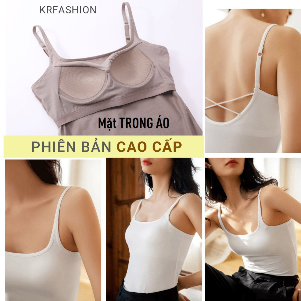 Áo 2 Dây có mút Bra croptop nữ áo thun ba lỗ Cotton KR2025 hai dây TANKTOP Krfashion