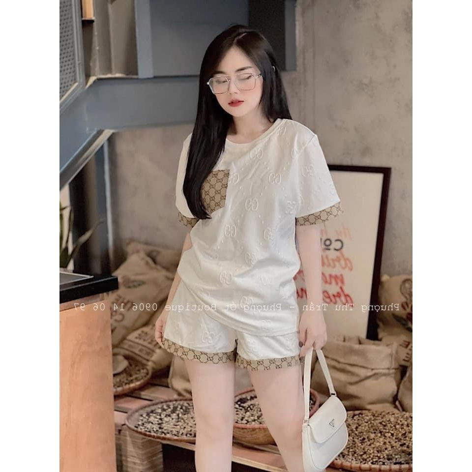 Sett bộ nữ GGG viền pha cộc tay fom rộng