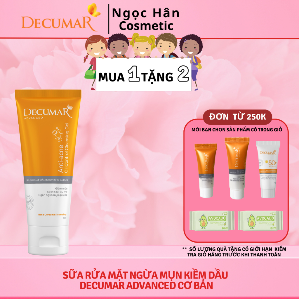 Sữa rửa mặt ngừa mụn kiềm dầu Decumar Advanced cơ bản 50g/100g - ngochan cosmetic