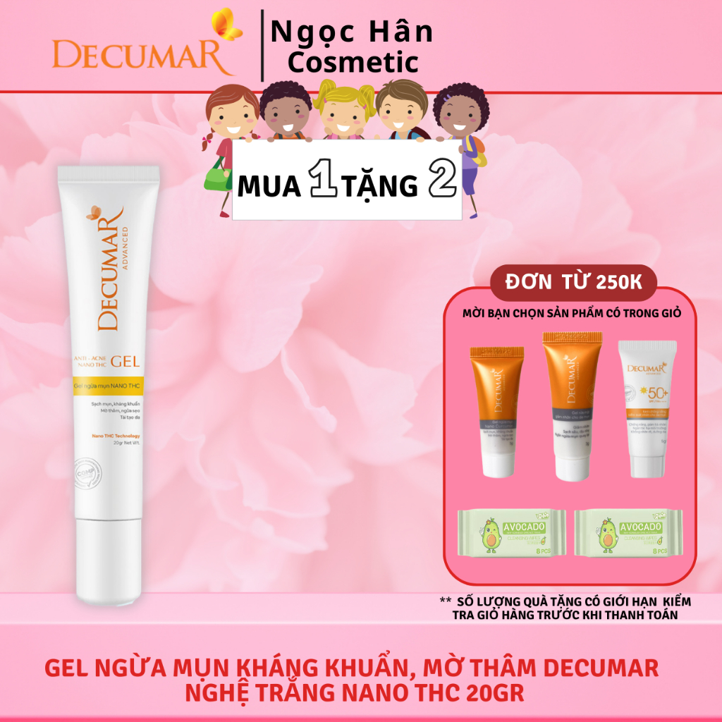 Gel ngừa mụn mờ thâm Decumar Nghệ trắng Nano THC 20gr - Ngochan Cosmetics