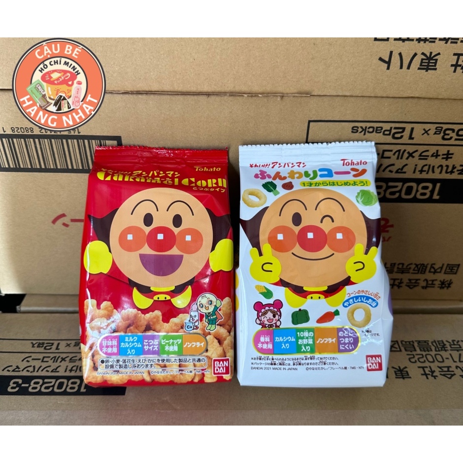 Snack Bánh Bỏng Bắp TOHATO Nhật Bản Cho Bé Ăn Dặm từ 7M+ Chú Hề Anpanman