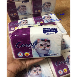 Khăn giấy rút conan / 450 tờ / giấy ăn mèo conan.