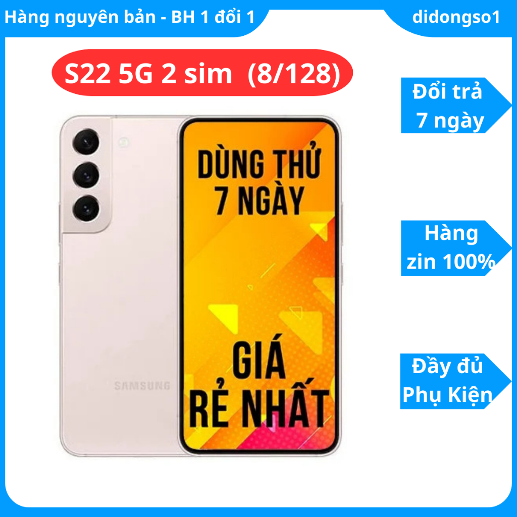 Điện thoại Samsung S22 5G 128GB Bản Mỹ 2 Sim - Snapdragon 8 Gen 1 Like New 99% Didongso1