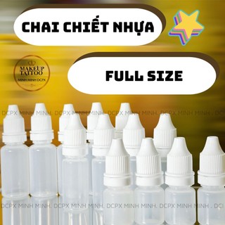 Chai nhựa nắp trắng chiết mỹ phẩm, mực full size