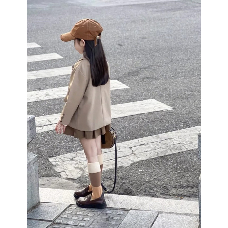 Bộ bé gái,Sét 3ct áo blazer - chân váy kèm áo cotton cho bé 10 đến 35kg