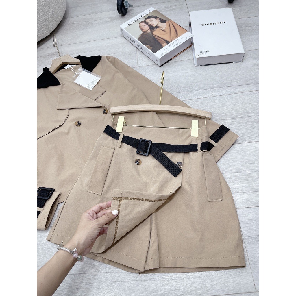 SET VEST KAKI CHÂN VÁY KÈM ĐAI Ꮯɦ𝚊̂́ȶ Ꮮɨ𝚎̣̂𝚞: kaki  HÀNG NHẬP- túi rip xịn