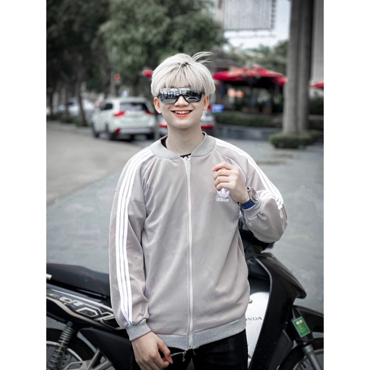 Áo Khoác Adidas Thể Thao Chất Thun Dày Dặn Chống Gió - Áo Bomber Nam Nữ 3 Sọc Hình Thêu Cao Cấp