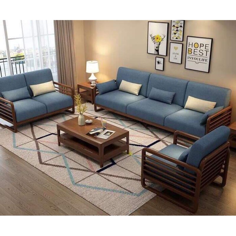 Bộ sofa gỗ, bàn ghế gỗ sồi thịt 100% phong cách hiện đại phong cách Bắc Âu TP011, bảo hành 24 tháng
