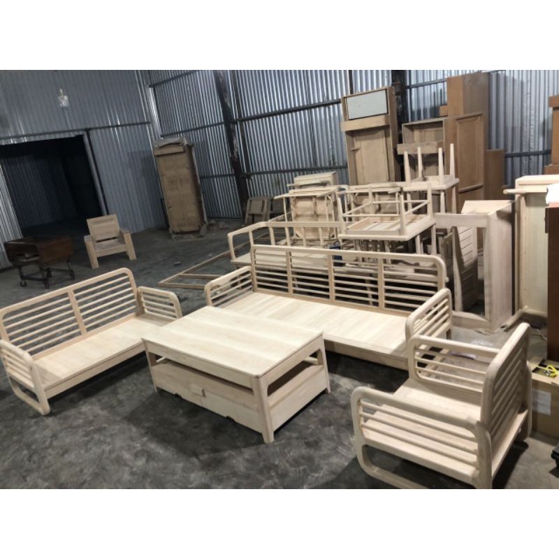 Bộ sofa gỗ, bàn ghế gỗ sồi thịt 100% phong cách hiện đại phong cách Bắc Âu TP011, bảo hành 24 tháng