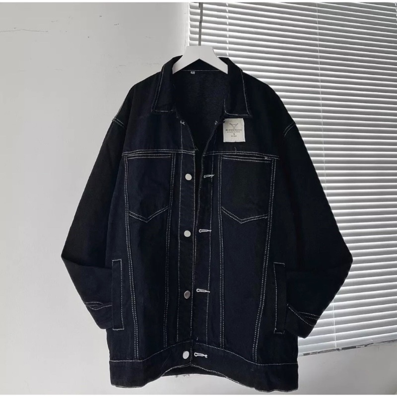 Áo Khoác Jeans   Form Rộng Tay Bồng QC Có Tag Thêu - Ulzzang Jean Jacket HÀNG ĐẸP