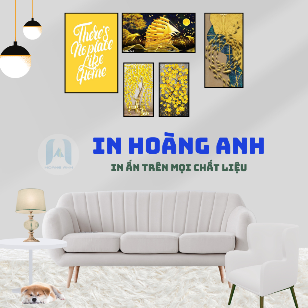 Bộ 5 tranh KHỔ LỚN treo tường tráng gương Decor trang trí phòng khách và phỏng ngủ khung bo viền