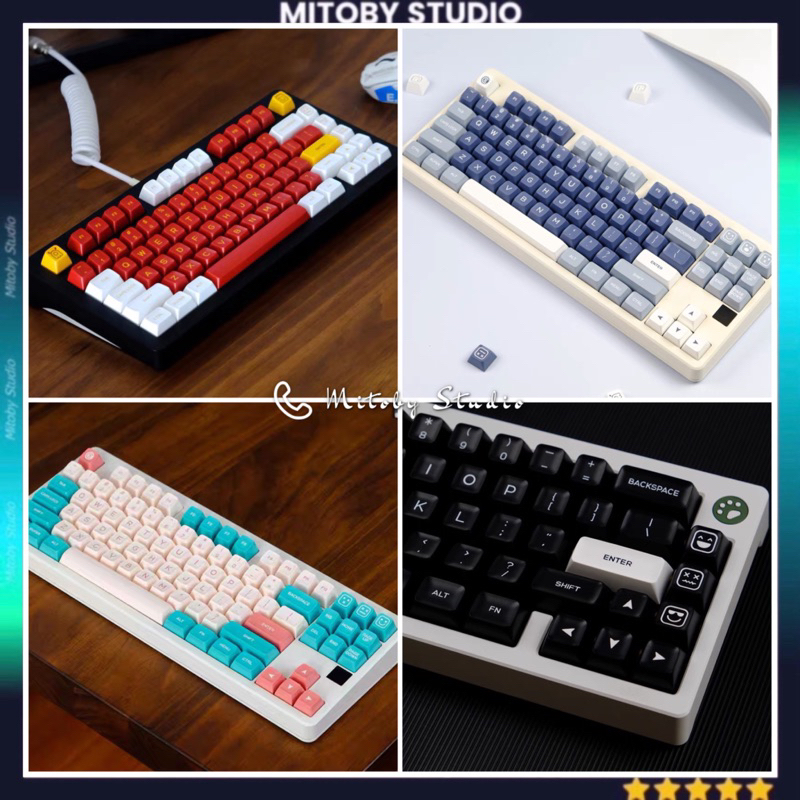 Keycap SA Fishing EVA WoB QXA profile PBT 2 shot bàn phím cơ SA Black on White Marble Charm Mitoby Studio