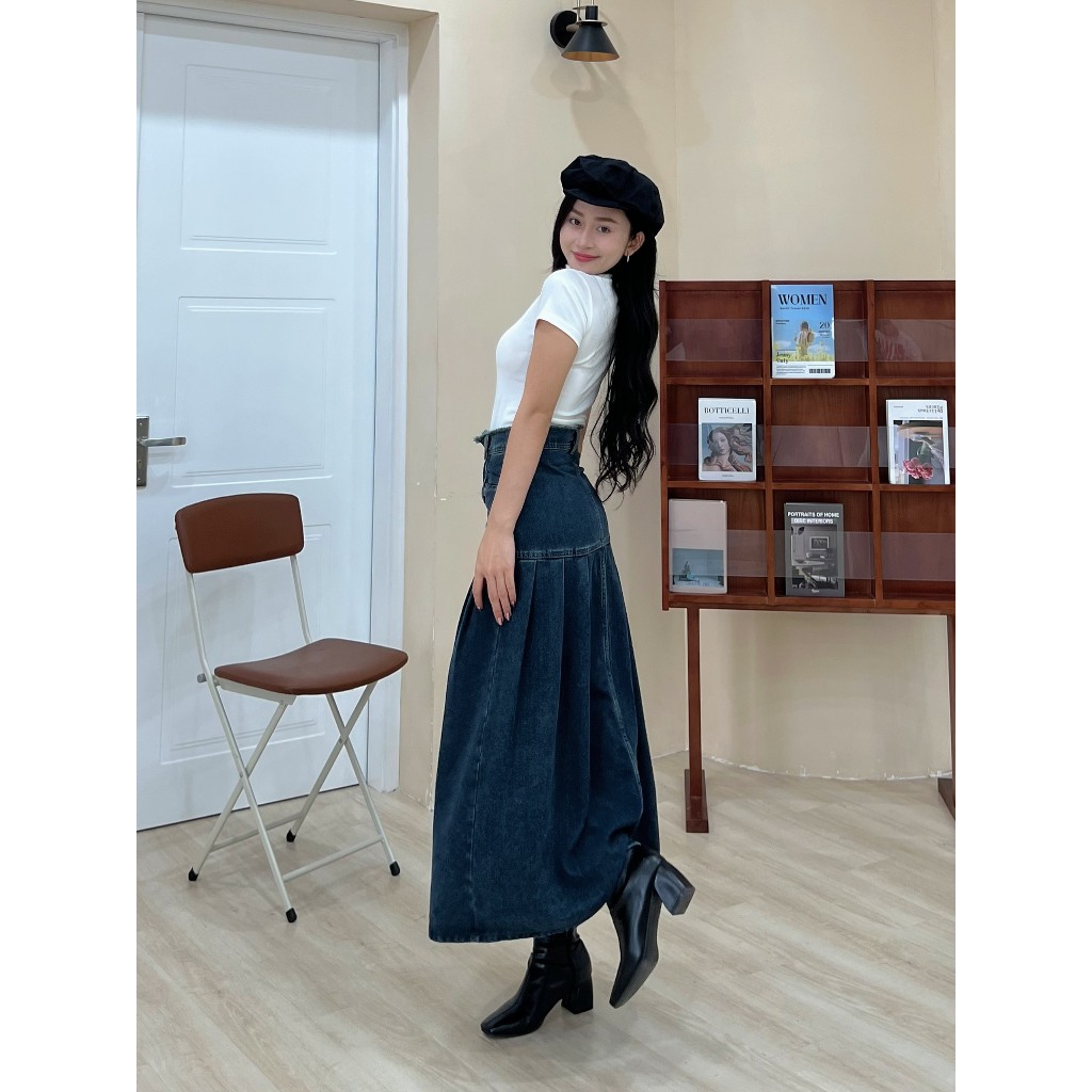Chân váy jean dáng dài phong cách hàn quốc - 247store.vn - CVJeancaptuarua1321.1326_P11K5