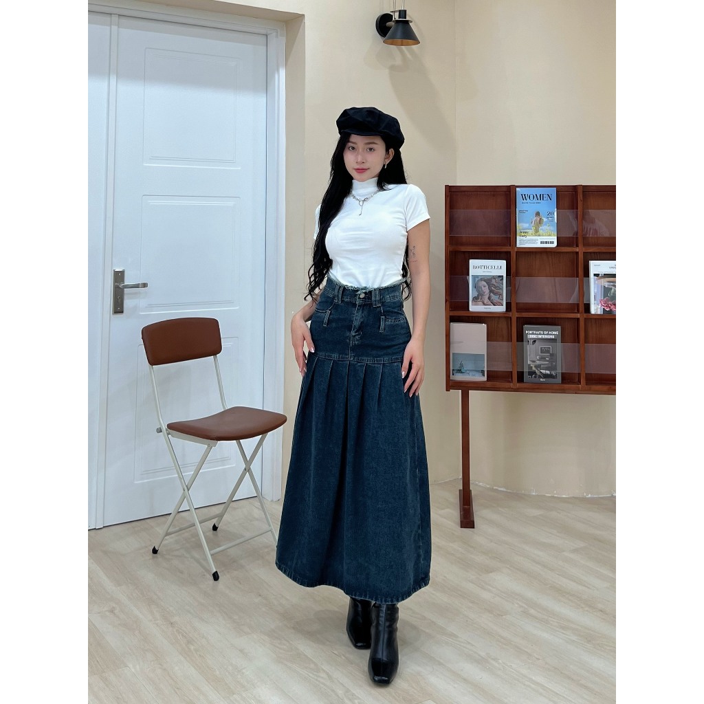 Chân váy jean dáng dài phong cách hàn quốc - 247store.vn - CVJeancaptuarua1321.1326_P11K5