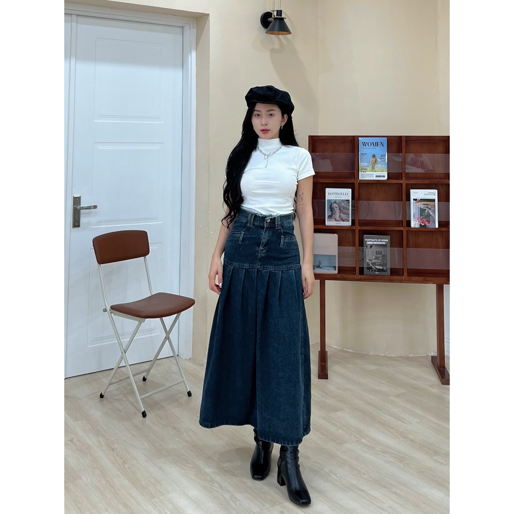 Chân váy jean dáng dài phong cách hàn quốc - 247store.vn - CVJeancaptuarua1321.1326_P11K5