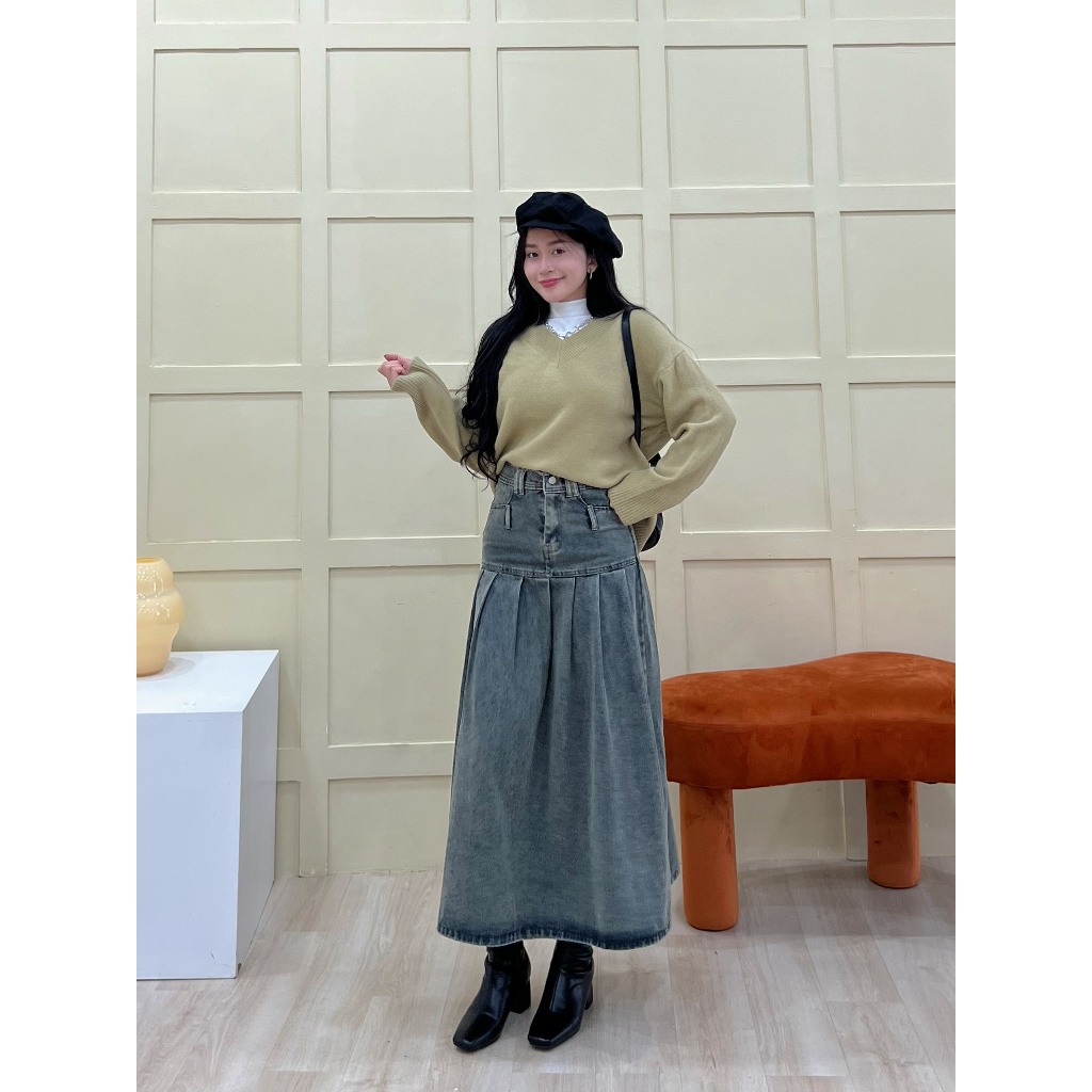Chân váy jean dáng dài phong cách hàn quốc - 247store.vn - CVJeancaptuarua1321.1326_P11K5