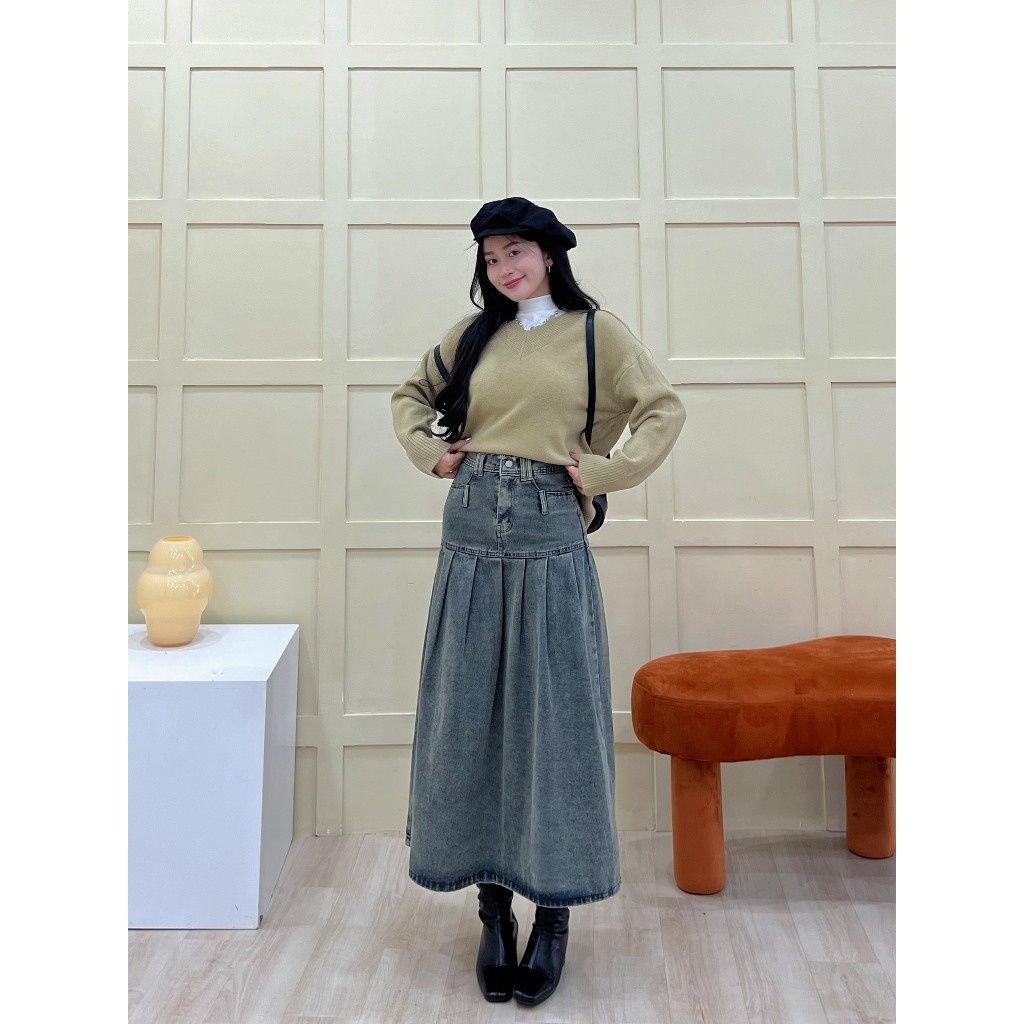 Chân váy jean dáng dài phong cách hàn quốc - 247store.vn - CVJeancaptuarua1321.1326_P11K5