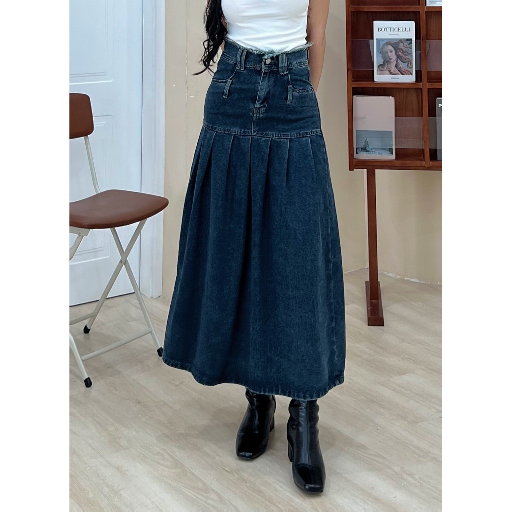 Chân váy jean dáng dài phong cách hàn quốc - 247store.vn - CVJeancaptuarua1321.1326_P11K5