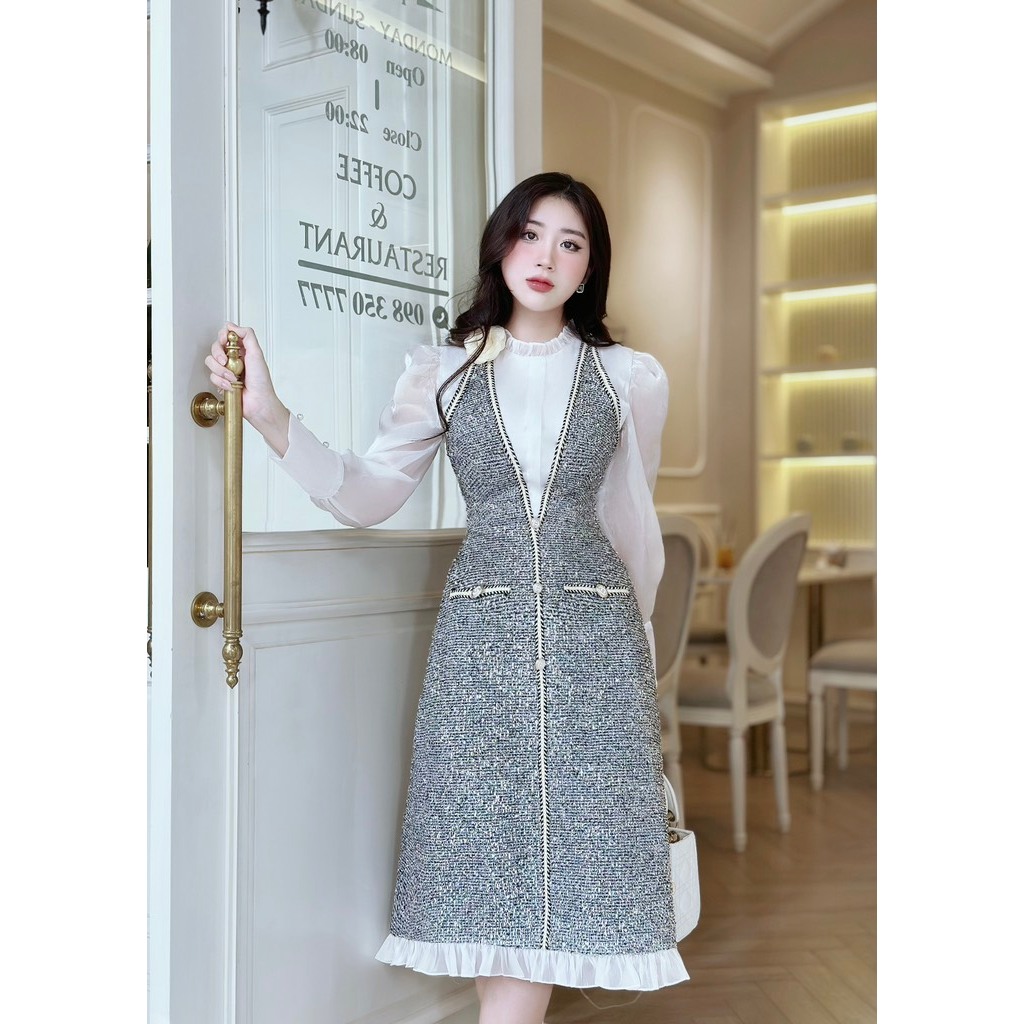 Váy thiết kế dạ ánh bạc sang chảnh