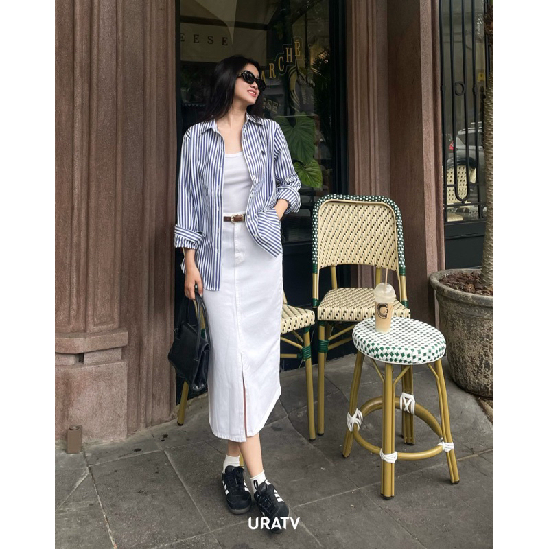 Áo sơ mi thêu P0.L0 245 chất linen phom suông