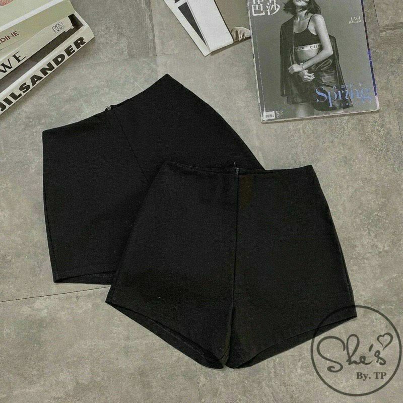 Quần short trơn cạp cao khoá sau tôn dáng chất umi đẹp