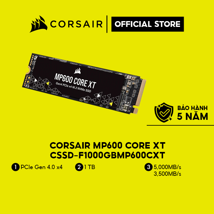 Ổ cứng vi tính gắn trong Corsair MP600 CORE XT 1TB Gen4 NVMe/CSSD-F1000GBMP600CXT