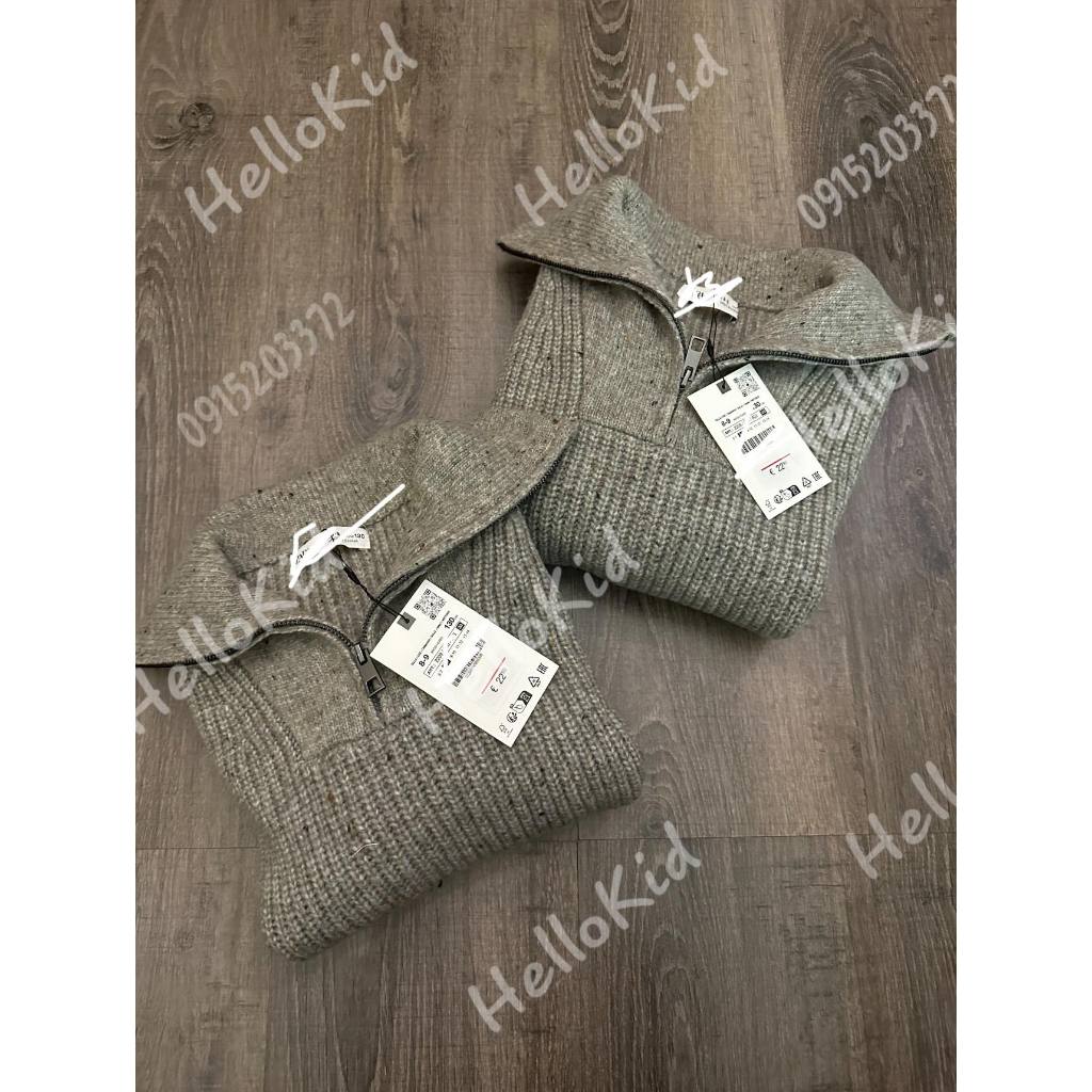 Áo len muối tiêu kéo khoá cổ cho bé