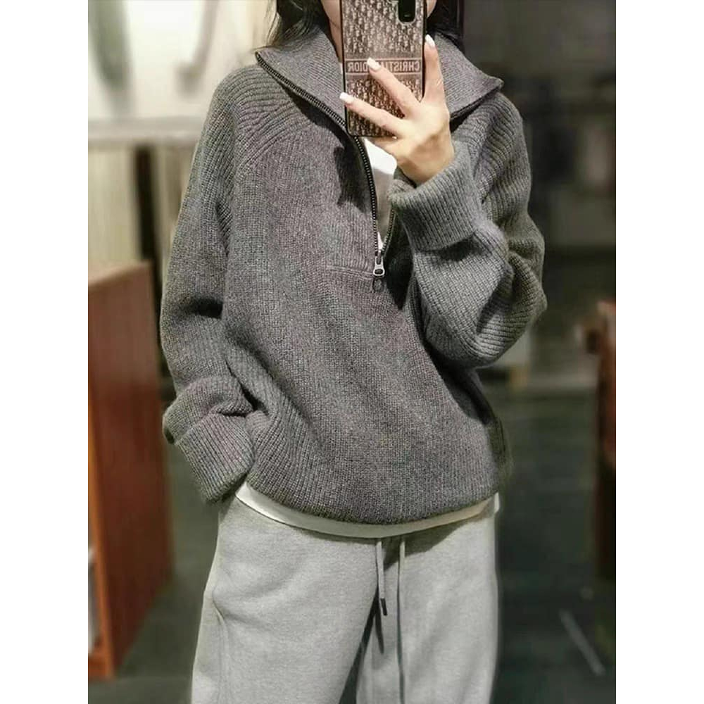 Áo len muối tiêu kéo khoá cổ cho bé